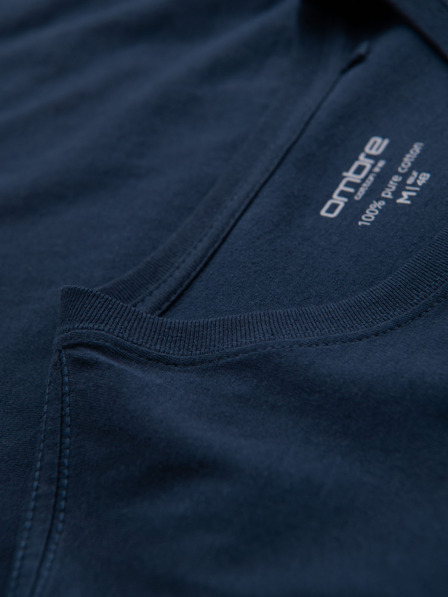 Ombre Clothing Pánská bavlněná trička BASIC s kulatým výstřihem - černá/zelená/khaki V3 OM-TSBS-0268 Ombre Clothing