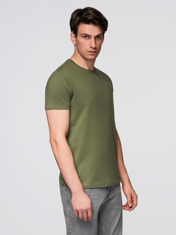 Ombre Clothing Pánská bavlněná trička BASIC s kulatým výstřihem - černá/zelená/khaki V3 OM-TSBS-0268 Ombre Clothing