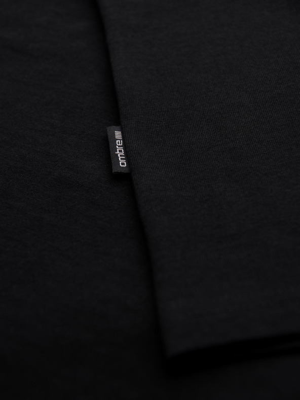 Ombre Clothing Pánská bavlněná trička BASIC s výstřihem do V - 3x černá V9 OM-TSBS-0281 (3x BLACK) Ombre Clothing