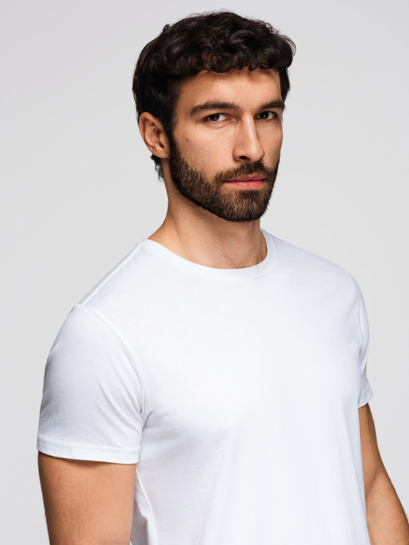 Ombre Clothing Pánská bavlněná trička BASIC s kulatým výstřihem - černá/bílá/tmavě červená V6 OM-TSBS-0268 Ombre Clothing
