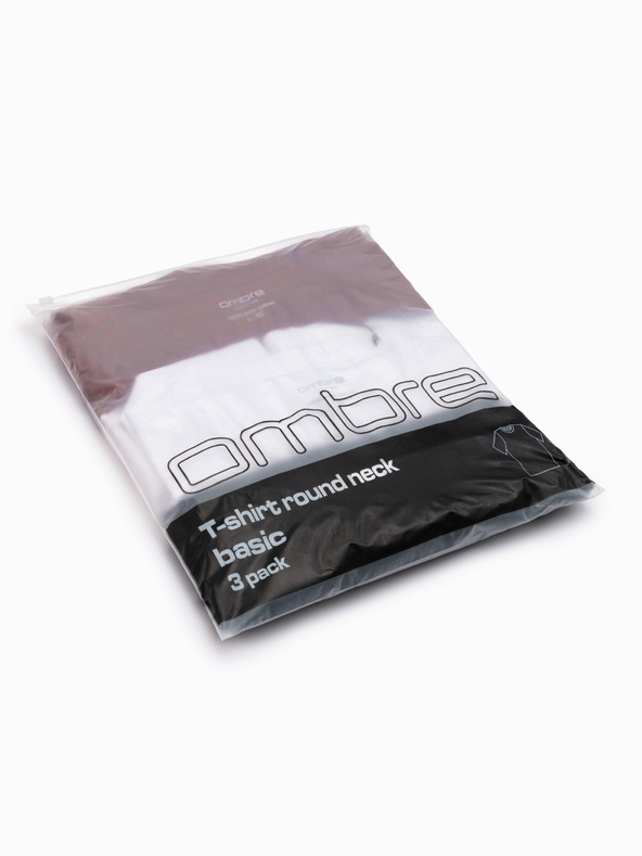Ombre Clothing Pánská bavlněná trička BASIC s kulatým výstřihem - černá/bílá/tmavě červená V6 OM-TSBS-0268 Ombre Clothing