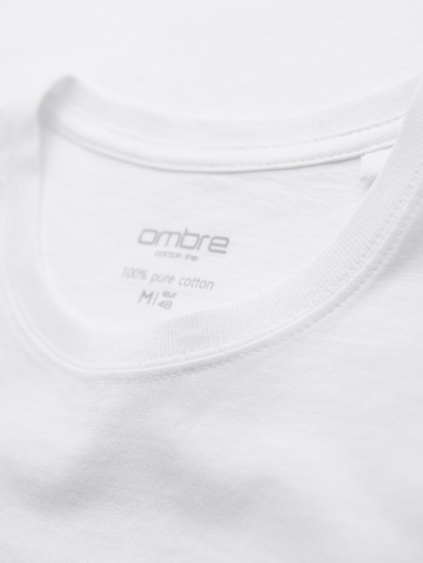 Ombre Clothing Pánská bavlněná trička BASIC s kulatým výstřihem - černá/bílá/tmavě červená V6 OM-TSBS-0268 Ombre Clothing