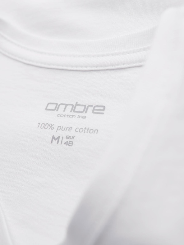 Ombre Clothing Pánská bavlněná trička BASIC s výstřihem do V - 3x bílá V11 OM-TSBS-0281 (3x BÍLÁ) Ombre Clothing