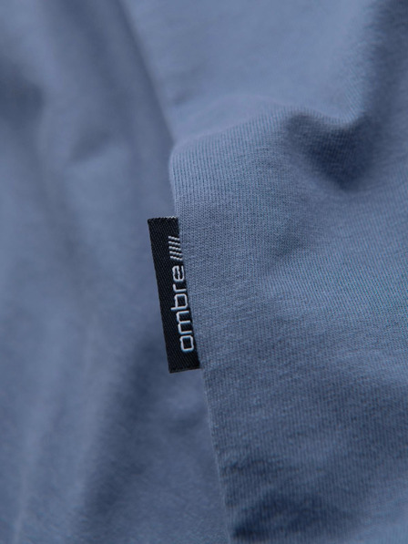 Ombre Clothing Pánské bavlněné tričko BASIC s kulatým výstřihem - bílá/grafit/modrá džínovina V8 OM-TSBS-0268 Ombre Clothing