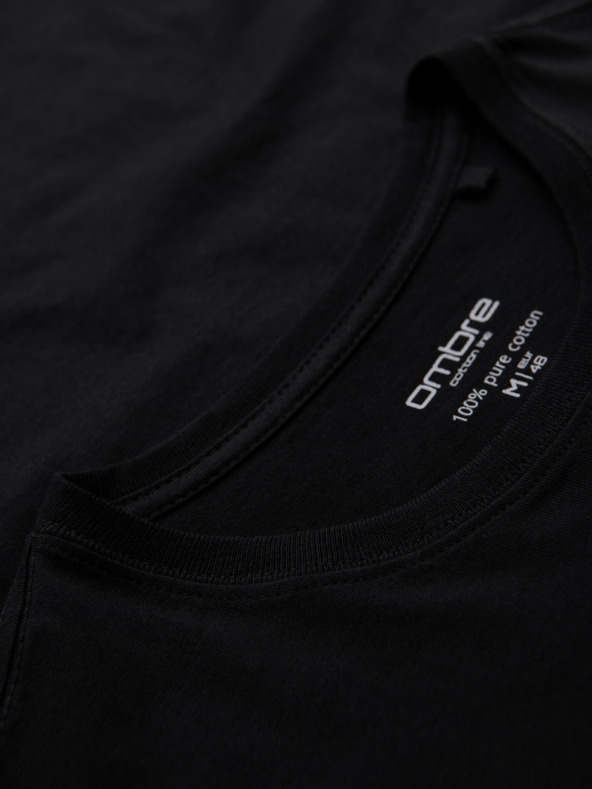 Ombre Clothing Pánské bavlněné tričko BASIC s kulatým výstřihem - 3x černé V9 OM-TSBS-0268 (3x BLACK) Ombre Clothing