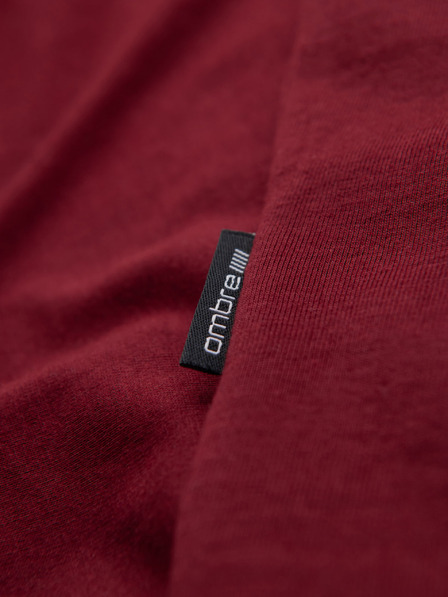 Ombre Clothing Pánská bavlněná trička BASIC s výstřihem do V - bílá/modrá/karmínová V13 OM-TSBS-0281 Ombre Clothing