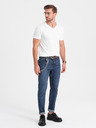 Ombre Clothing Pánské tričko s výstřihem do V a elastanem - bílé V1 S2040 Ombre Clothing