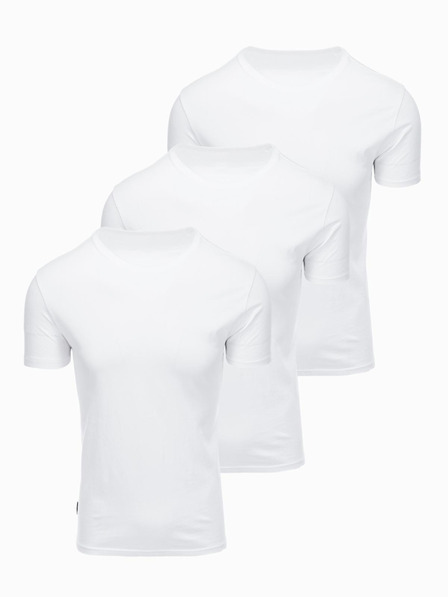 Ombre Clothing Pánské bavlněné tričko BASIC s kulatým výstřihem - 3x bílé V11 OM-TSBS-0268 (3x BÍLÁ) Ombre Clothing
