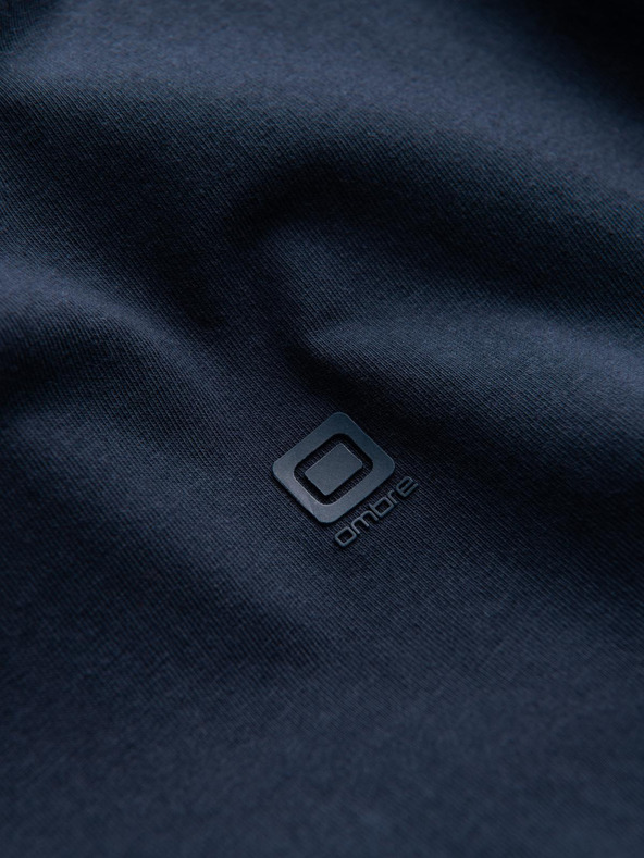 Ombre Clothing Signované pánské tričko s výstřihem do V a elastanem - tmavě modré V2 S2040 Ombre Clothing
