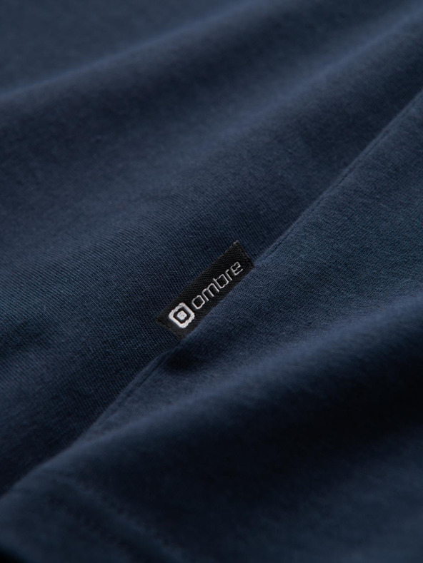 Ombre Clothing Signované pánské tričko s výstřihem do V a elastanem - tmavě modré V2 S2040 Ombre Clothing