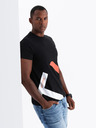 Ombre Clothing Pánské bavlněné tričko s kontrastním dvoubarevným potiskem - černé V1 OM-TSPT-0219 Ombre Clothing