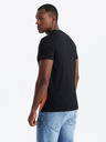 Ombre Clothing Pánské bavlněné tričko s kontrastním dvoubarevným potiskem - černé V1 OM-TSPT-0219 Ombre Clothing