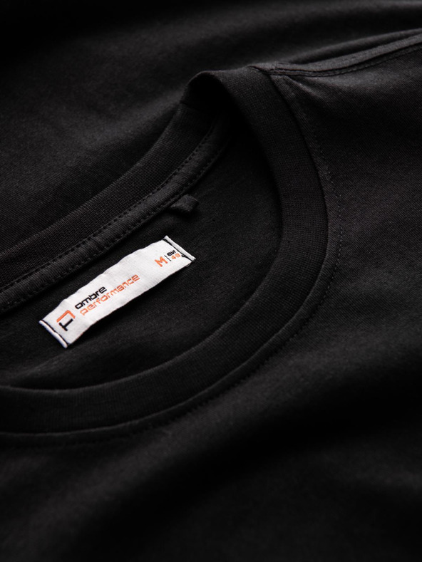 Ombre Clothing Pánské bavlněné tričko s kontrastním dvoubarevným potiskem - černé V1 OM-TSPT-0219 Ombre Clothing