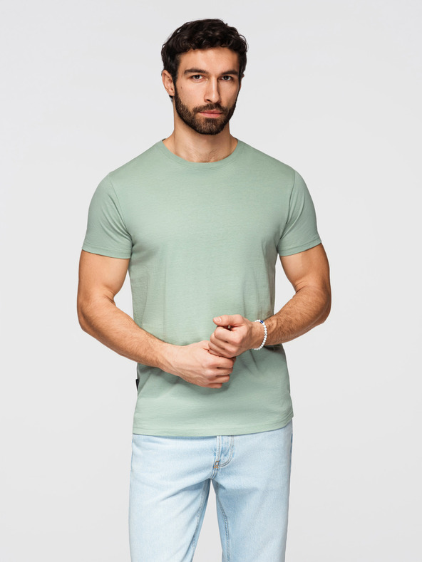 Ombre Clothing Pánská bavlněná košilová souprava BASIC s kulatým výstřihem - šedozelená/bílá/béžová V14 OM-TSBS-0268 Ombre Clothing