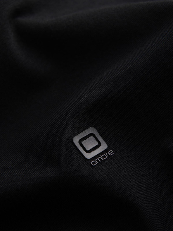 Ombre Clothing Pánské tričko s výstřihem do V a elastanem - černé V3 S2040 Ombre Clothing