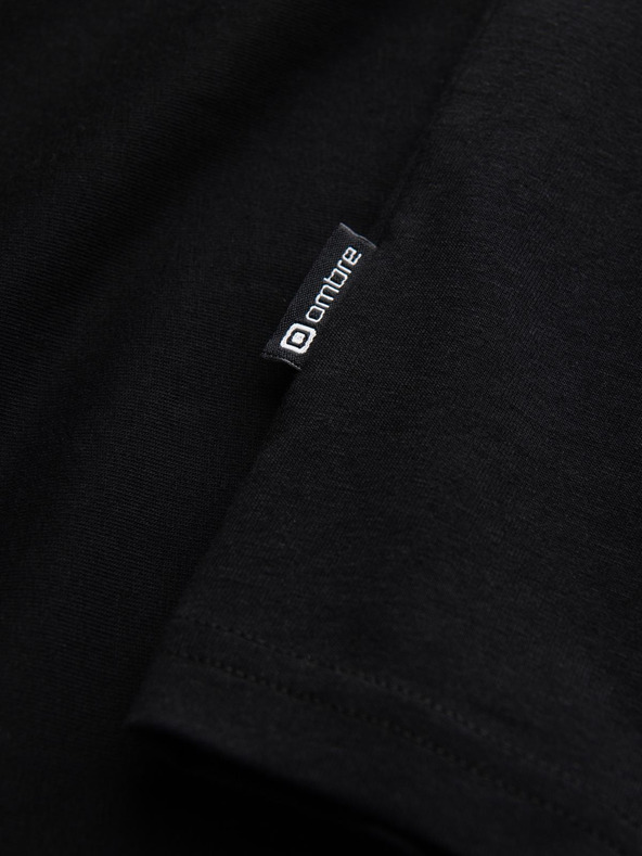 Ombre Clothing Pánské tričko s výstřihem do V a elastanem - černé V3 S2040 Ombre Clothing