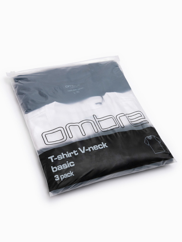 Ombre Clothing Pánské bavlněné tričko BASIC s výstřihem do V - černá/bílá/modrá V1 OM-TSBS-0281 Ombre Clothing