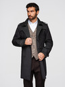 Ombre Clothing Pánský dvouřadový elegantní kabát SLIM FIT s páskem - černý V2 OM-COLC-0146 Ombre Clothing