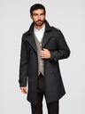 Ombre Clothing Pánský dvouřadový elegantní kabát SLIM FIT s páskem - černý V2 OM-COLC-0146 Ombre Clothing