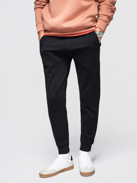 Ombre Clothing Pánské tepláky BASIC s žebrovanou nohavicí - černé V5 OM-PABS-0305 Ombre Clothing