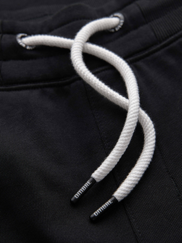Ombre Clothing Pánské tepláky BASIC s žebrovanou nohavicí - černé V5 OM-PABS-0305 Ombre Clothing