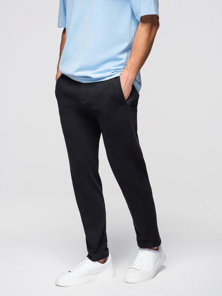 Ombre Clothing Pánské bavlněné teplákové kalhoty BASIC bez podšívky - černé V5 OM-PABS-0304 Ombre Clothing