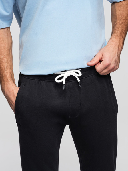 Ombre Clothing Pánské bavlněné teplákové kalhoty BASIC bez podšívky - černé V5 OM-PABS-0304 Ombre Clothing