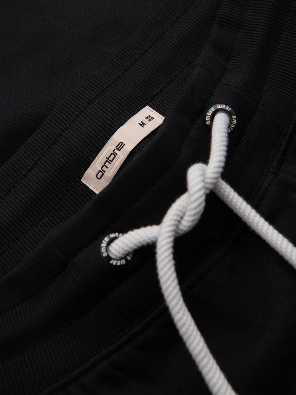 Ombre Clothing Pánské bavlněné teplákové kalhoty BASIC bez podšívky - černé V5 OM-PABS-0304 Ombre Clothing