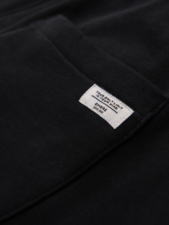 Ombre Clothing Pánské bavlněné teplákové kalhoty BASIC bez podšívky - černé V5 OM-PABS-0304 Ombre Clothing