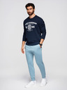 Ombre Clothing Pánské tepláky BASIC s žebrováním - modré V7 OM-PABS-0305 Ombre Clothing