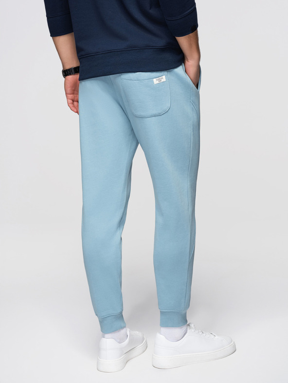 Ombre Clothing Pánské tepláky BASIC s žebrováním - modré V7 OM-PABS-0305 Ombre Clothing