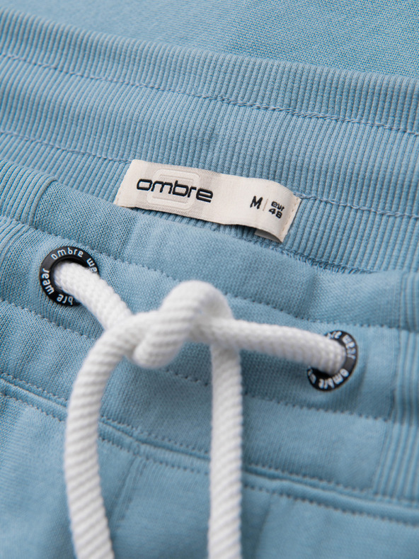 Ombre Clothing Pánské tepláky BASIC s žebrováním - modré V7 OM-PABS-0305 Ombre Clothing