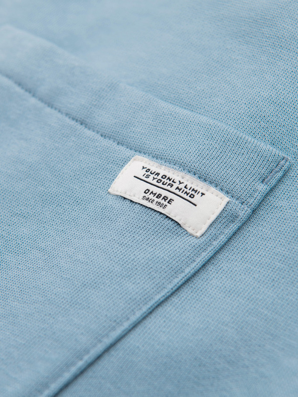 Ombre Clothing Pánské bavlněné tepláky BASIC s nepodšitou nohavicí - světle modré V7 OM-PABS-0304 Ombre Clothing