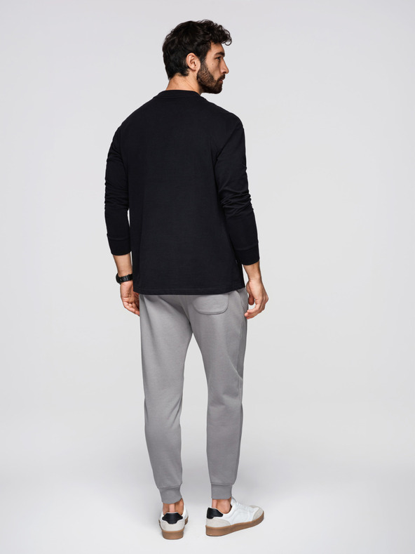 Ombre Clothing Pánské tepláky BASIC s žebrováním na nohavicích - šedé V8 OM-PABS-0305 Ombre Clothing
