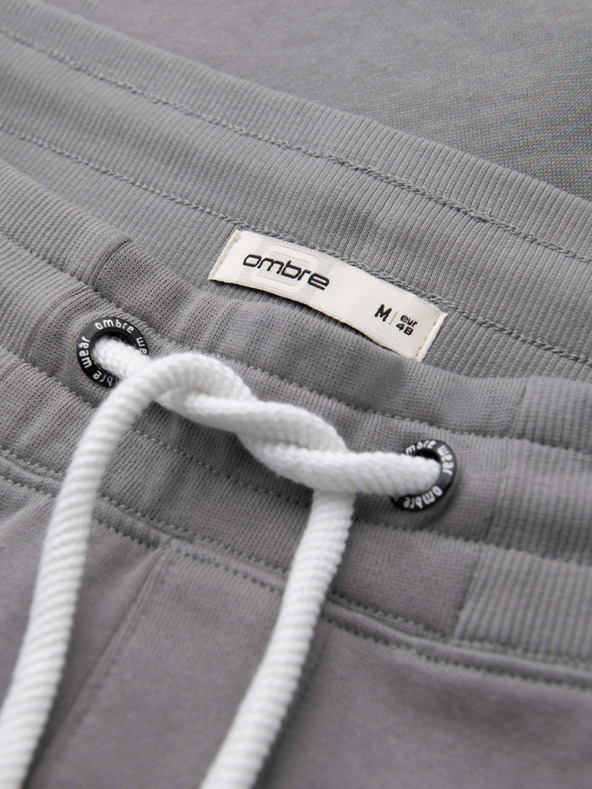 Ombre Clothing Pánské tepláky BASIC s žebrováním na nohavicích - šedé V8 OM-PABS-0305 Ombre Clothing