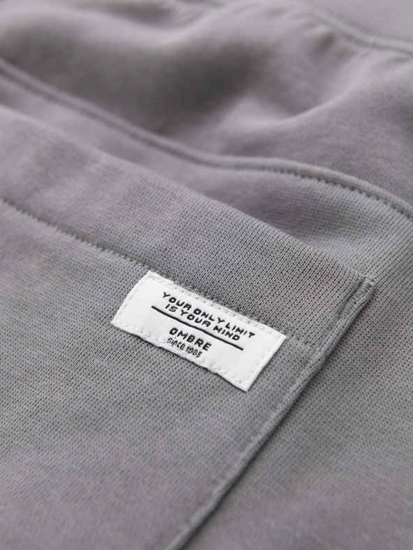 Ombre Clothing Pánské tepláky BASIC s žebrováním na nohavicích - šedé V8 OM-PABS-0305 Ombre Clothing