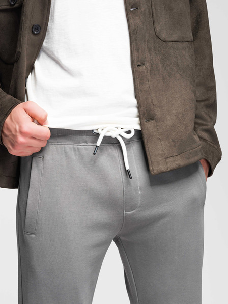 Ombre Clothing Pánské bavlněné tepláky BASIC s nepodšitou nohavicí - šedé V8 OM-PABS-0304 Ombre Clothing