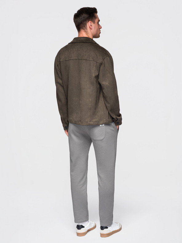 Ombre Clothing Pánské bavlněné tepláky BASIC s nepodšitou nohavicí - šedé V8 OM-PABS-0304 Ombre Clothing