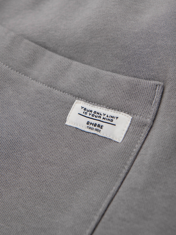 Ombre Clothing Pánské bavlněné tepláky BASIC s nepodšitou nohavicí - šedé V8 OM-PABS-0304 Ombre Clothing