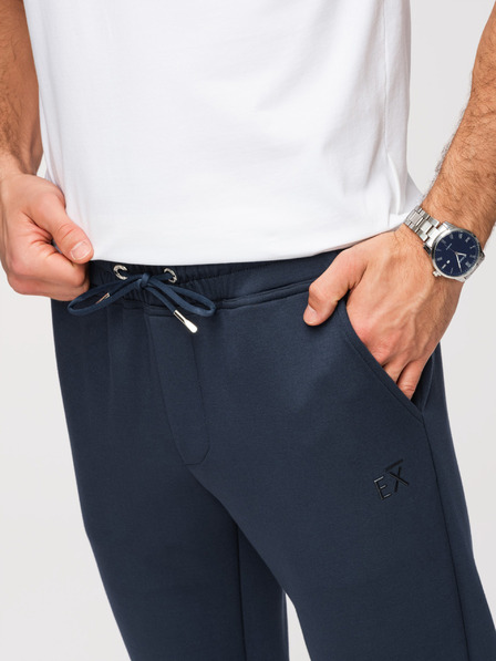 Ombre Clothing Pánské tepláky s rovnými nohavicemi z hladkého úpletu - tmavě modré V4 OM-PSBC-0221 Ombre Clothing