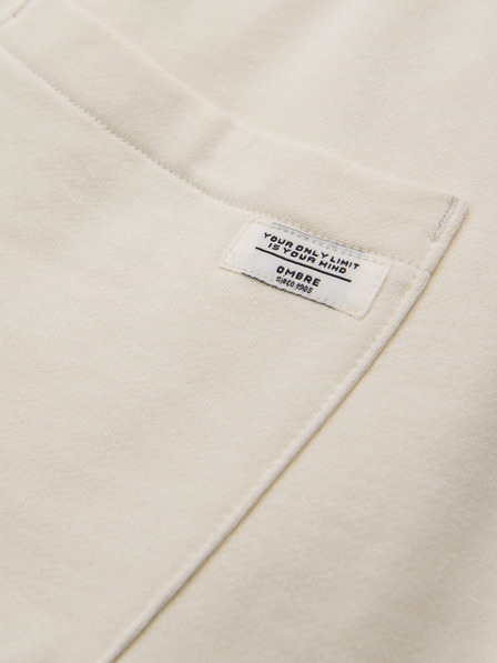 Ombre Clothing Pánské bavlněné tepláky BASIC s nepodšitou nohavicí - krémové V11 OM-PABS-0304 Ombre Clothing