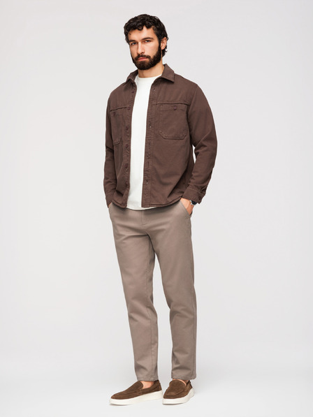 Ombre Clothing Pánské chino kalhoty SLIM FIT s jemnou strukturou - popel V1 OM-PACP-0294 Ombre Clothing