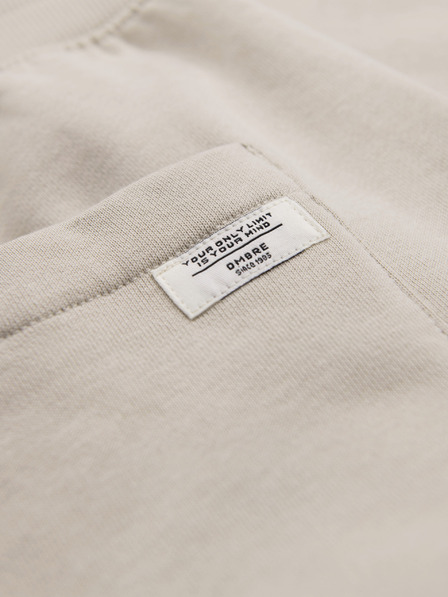 Ombre Clothing Pánské bavlněné tepláky BASIC s nepodšitou nohavicí - světle béžové V1 OM-PABS-0304 Ombre Clothing
