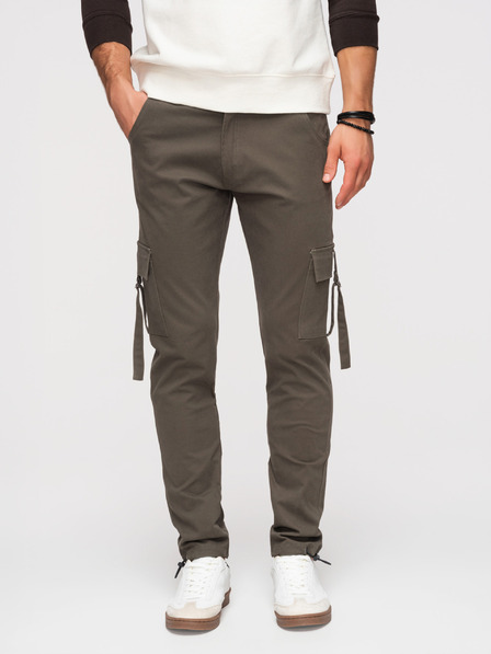 Ombre Clothing Pánské kalhoty cargo s rovnými nohavicemi a stahovacím lemem - grafitová V3 P1516 Ombre Clothing