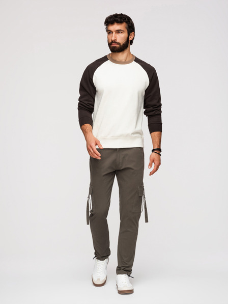 Ombre Clothing Pánské kalhoty cargo s rovnými nohavicemi a stahovacím lemem - grafitová V3 P1516 Ombre Clothing