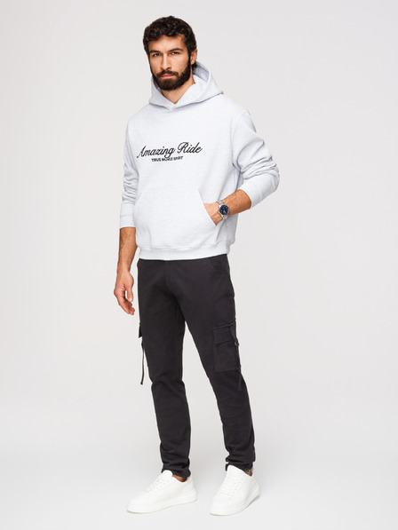 Ombre Clothing Pánské kalhoty cargo s rovnými nohavicemi a stahovacím lemem - černé V4 P1516 Ombre Clothing