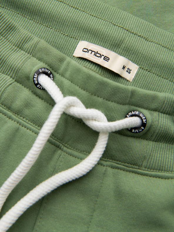 Ombre Clothing Pánské tepláky BASIC jogger s žebrovanou nohavicí - zelené V3 OM-PABS-0305 Ombre Clothing
