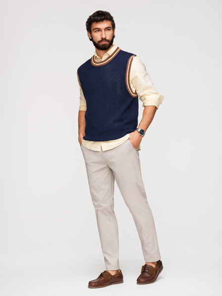 Ombre Clothing Pánské kalhoty chino REGULAR FIT - béžové V2 OM-PACP-0293 Ombre Clothing