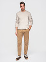 Ombre Clothing Pánské bavlněné tepláky BASIC s nepodšitou nohavicí - hnědé V2 OM-PABS-0304 Ombre Clothing