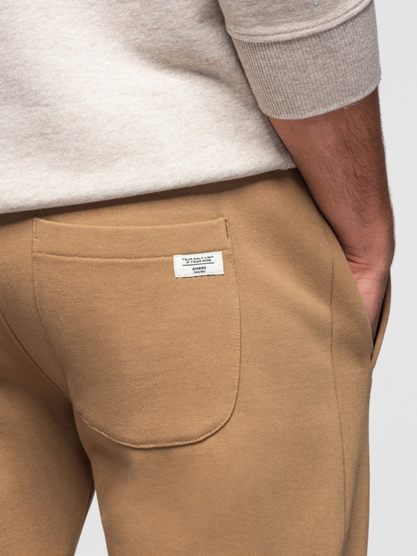 Ombre Clothing Pánské bavlněné tepláky BASIC s nepodšitou nohavicí - hnědé V2 OM-PABS-0304 Ombre Clothing